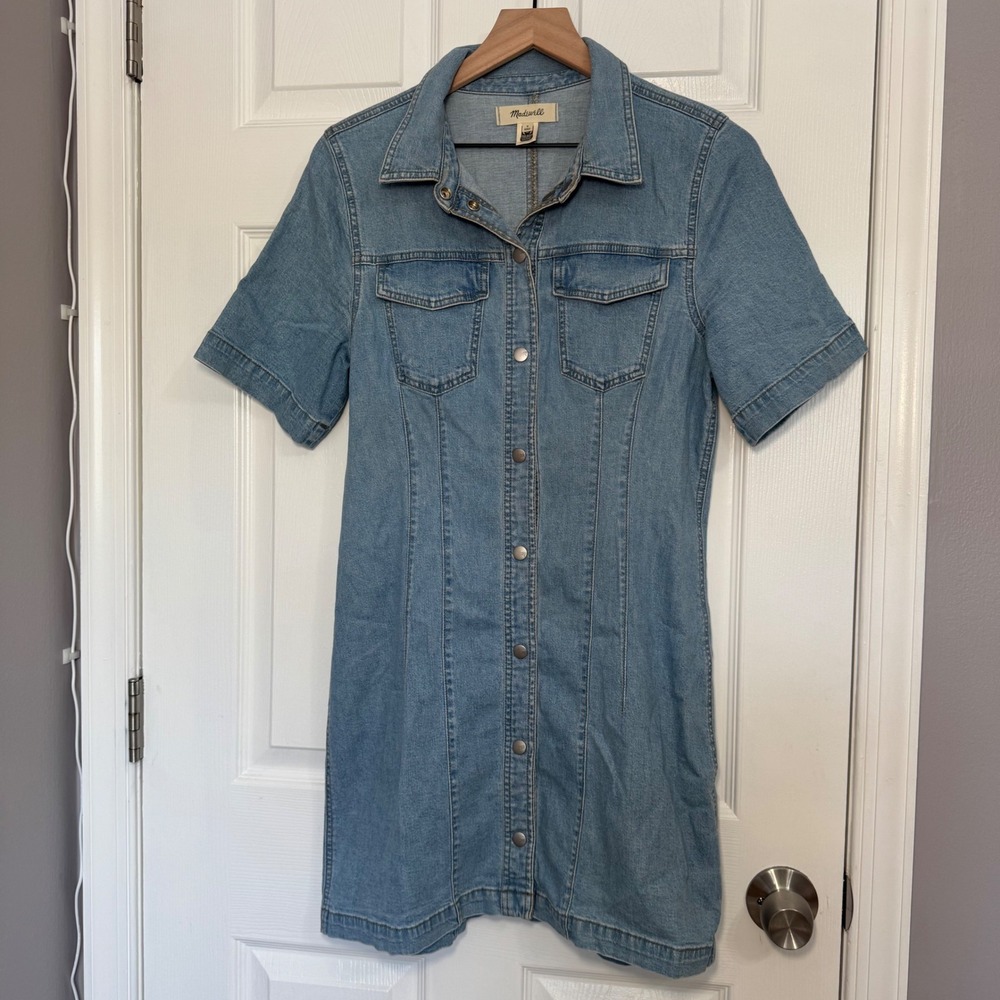 Madewell Denim Seamed Mini Shirtdress in Palermo Wash Size 8
